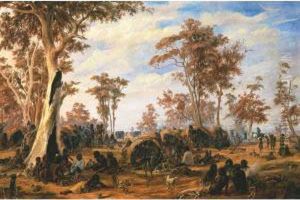 Adelaide, A Tribe Of Natives On The Banks Of The River Torrens by Alexander Schramm