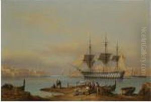 Hms Rodney In The Grand Harbour At Valetta