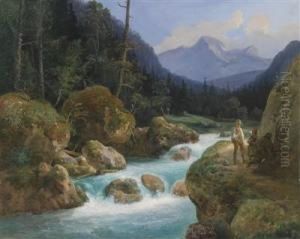 Mountainlandscape With Decorative Figures