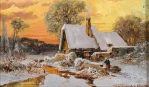 Winterlandschaft Im Sonnenuntergang