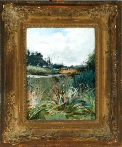 A Summer Day By A Pond by Georges Schreiber