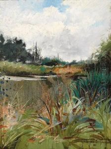 Teichlandschaft An Einemfruhlingstag by Georges Schreiber