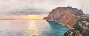 Ansicht Von Capri Beim Sonnenuntergang by Peter Conrad Schreiber