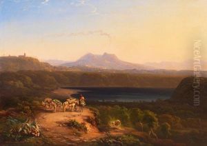 Blick Auf Den Lago D' Averno Bei Neapel by Peter Conrad Schreiber