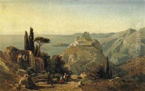 Sicilian Coastal Landscape by Friedrich Wilhelm Schreiner