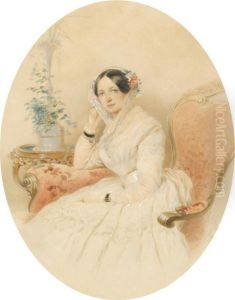 Portrait Of An Elegant Lady by Karl August Schreinzer