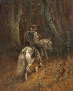 Ein Reiter Im Wald by Adolf Schreyer