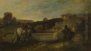 At The Watering Hole by Adolf Schreyer