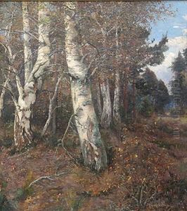 Birch Trees In An Autumn Wood by Franz Schreyer