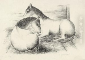 Zwei Pferde by Georg Schrimpf