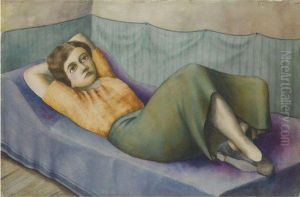 Frau Auf Einem Sofa by Georg Schrimpf