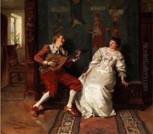 Der Lautenspieler Als Minnesanger by Albert Friedrich Schroder