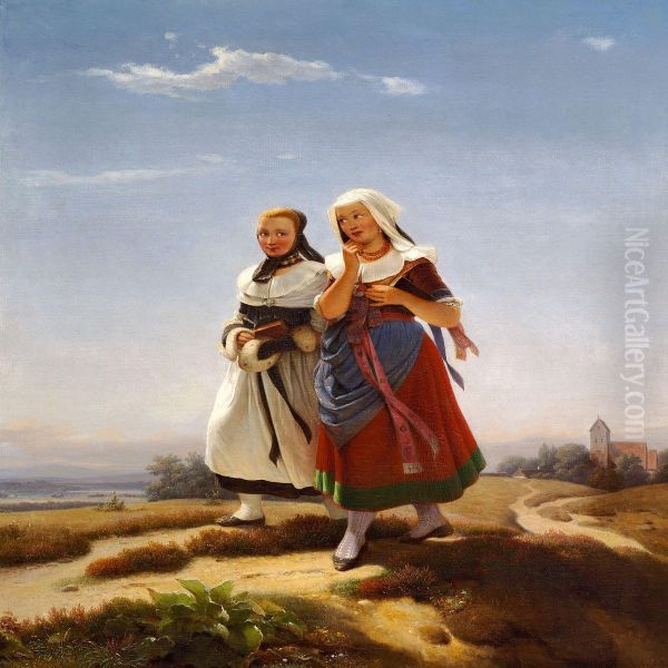 Two Young Girls On Their Way Back From Church - view 1