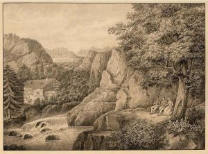 Figures Resting In A Mountainous Landscape, Figures Resting; A Pair by Carl Julius Hermann Schroder