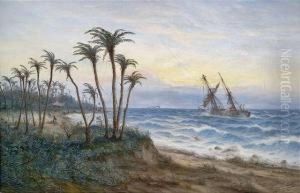 African Coastal Landscape With A Two-master