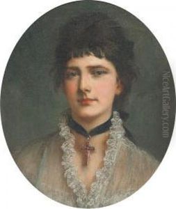 A Belle Epoque Lady Wearing A Bejewelled Cross
