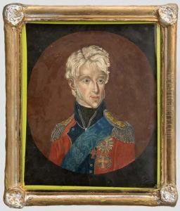 Vi. .
 Portrait Als Danischer Kronprinz In Uniform Mit Ordensschmuck