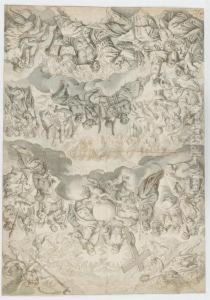God The Father, Jesus And Mary Surrounded By All The Saints. by Hans Friedrich Schrorer