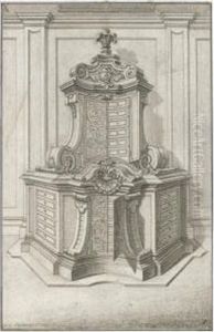 Design For A Medal Cabinet by Schubler, Johann Jacob
