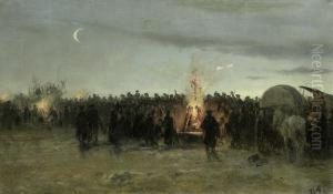 Nachtliche Szene Mit Soldaten by Werner Wilhelm Gustav Schuch
