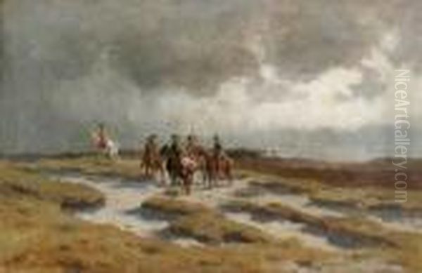 Mounted Soldiers In An Expansive Landscape - view 1