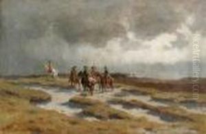Mounted Soldiers In An Expansive Landscape by Werner Wilhelm Gustav Schuch