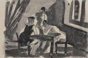 Drei Figuren Um Tisch by Johann Robert Schuerch