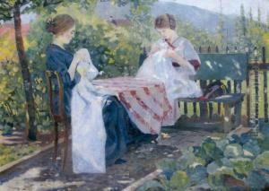 Les Deux Jeunes Femmes Cousant