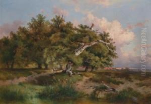 Evening Ambience With Shepherds Under A Gnarled Tree by Dominik Schufried