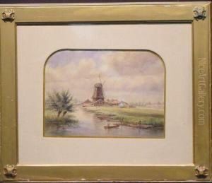 River Scene With Windmill River Scene With Windmill