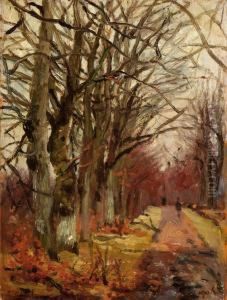 Trees By A Road by Leon Schulman