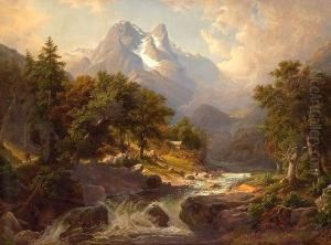 A Mountainous Landscape With A Fast Flowing River