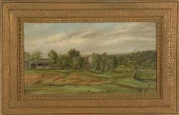 Farm Scene With Farmhouse And Farmyard With Man - view 1