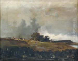 Landschaft Mit Gansemagd by Albert Schultz