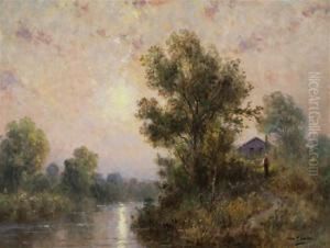 Wooded Lake Scene by George F. Schultz