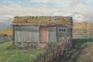 Fjallvy Med Stuga - Jotunheimen, Norge by Anshelm Schultzberg