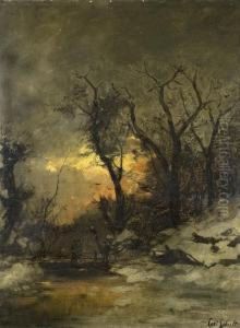 Winterlandschaft Mit Jagern by Karl Heinrich Schultze
