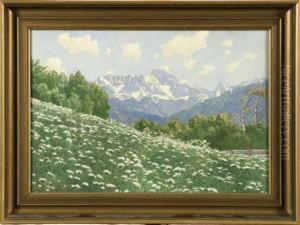 Alplandskap Med Blommande Ang by Max Schultze