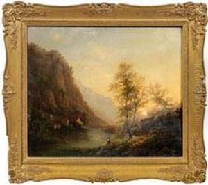 Suddeutsche Flusslandschaft Im Abendlicht