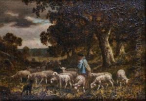 Berger Et Son Troupeau De Moutons by Adrien Schulz