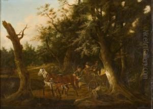 Jager Mit Kutsche Im Wald by Karl Friedrich Schulz