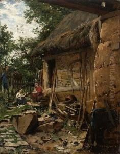 Zwei Madchen Hinter Dem
Schuppen. by Oscar Schulz