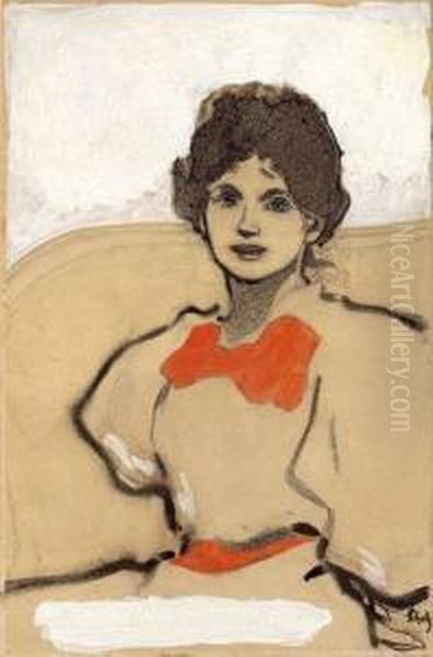Frau Mit Roter Schleife - view 1
