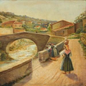 A View From South-europe With Women At A Bridge A View From South-europe With Women At A Bridge