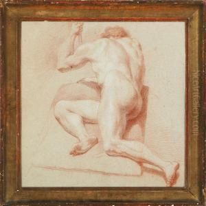 Academy Study Of A Nude Male Model by Johan Martin Schuster