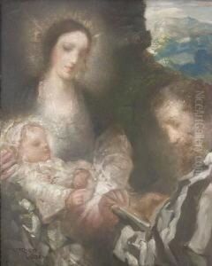 Der Hl. Lukas Malt Die Madonna Mit Kind. by Raffael Schuster-Woldan