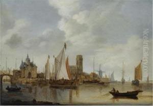 Shipping On The Maas With A View On Dordrecht