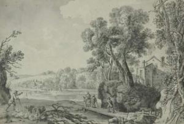 Flusslandschaft Mit Staffagefiguren - view 1