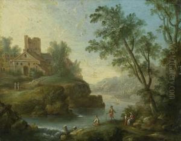 Flusslandschaft Mit Staffage. - view 1
