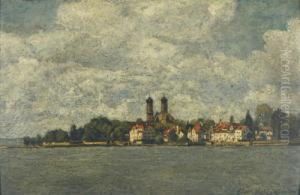 Blick Uberein Gewasser Auf Eine Stadt by Friedrich Schutz